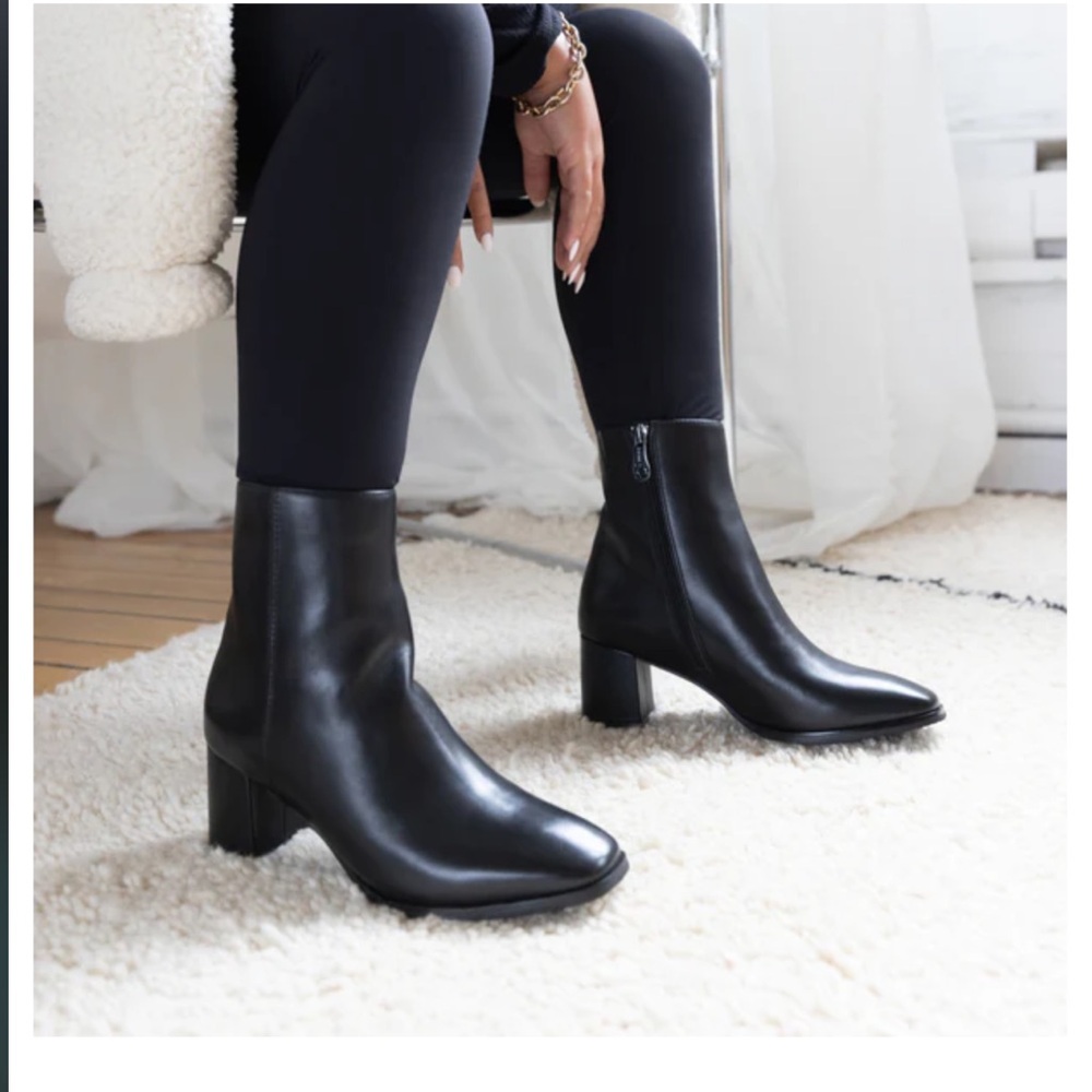 Jolene Black Leather Bootie